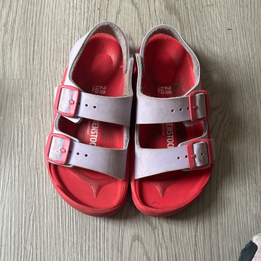 Birkenstock Kids Red and White Sandals